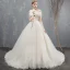 Elegant Champagne Wedding Dresses Ball Gown Lace Off-The-Shoulder Backless Sleeveless Chapel Train Wedding