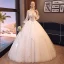 Elegant Ivory Wedding Dresses 2018 Ball Gown Beading Lace Flower Off-The-Shoulder Backless 3/4 Sleeve Floor-Length / Long Wedding