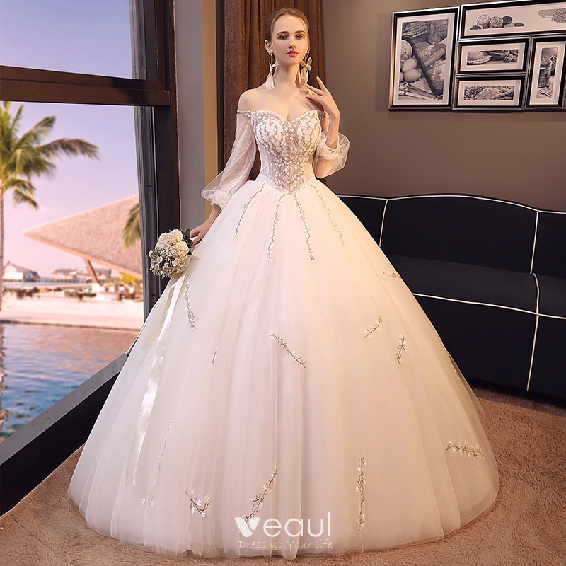 Off shoulder wedding gown 2018 cheap