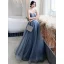 Classy Sky Blue Evening Dresses  2020 A-Line / Princess Strapless Sleeveless Backless Floor-Length / Long Formal Dresses