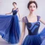 Elegant Ocean Blue Glitter Evening Dresses  2020 A-Line / Princess Spaghetti Straps Sleeveless Backless Floor-Length / Long Formal Dresses
