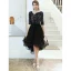 Fashion Black Cocktail Dresses 2020 A-Line / Princess V-Neck Sequins Bow 1/2 Sleeves Asymmetrical Formal Dresses