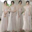 Modern / Fashion Blushing Pink Lace Flower Bridesmaid Dresses 2021 A-Line / Princess Scoop Neck Short Sleeve Backless Floor-Length / Long Bridesmaid Wedding Party Dresses