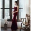 Mooie / Prachtige Bordeaux Suede Avondjurken 2020 Trompet / Zeemeermin Spaghettibandjes Rhinestone Mouwloos Ruglooze Lange Gelegenheid Jurken