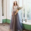 Elegant Ocean Blue Evening Dresses  2020 A-Line / Princess Scoop Neck Appliques Lace Flower Beading Sequins Sleeveless Backless Floor-Length / Long Formal Dresses