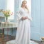 Simple Ivoire En Dentelle Grande Taille Robe De Mariée 2021 Trompette / Sirène Encolure Carrée Manches de cloche Dos Nu Tribunal Train Mariage