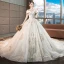 Schöne Champagner Brautkleider 2018 Ballkleid Mit Spitze Blumen Perlenstickerei Kristall Pailletten Off Shoulder Rückenfreies Ärmellos Königliche Schleppe Hochzeit
