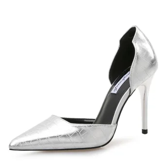 Mooie Prachtige Zilveren Straatkleding Damesschoenen 2020 Lakleer 9 Cm Naaldhakken Stiletto Spitse Neus Hakken