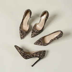 Chic Beautiful Brown Street Wear Leopard Print Pumps 2020 Suede 10 Cm Stiletto Heels Pointed Toe Pumps