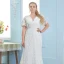 Modest / Simple Ivory Plus Size Wedding Dresses 2021 Trumpet / Mermaid V-Neck Lace Flower Short Sleeve Floor-Length / Long Wedding