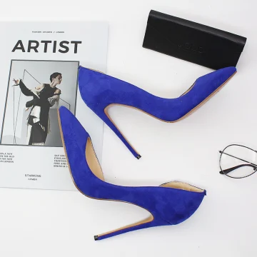 Simple Bleu Roi Vêtement De Rue Escarpins 2020 12 Cm Talons Aiguilles À Bout Pointu Escarpins