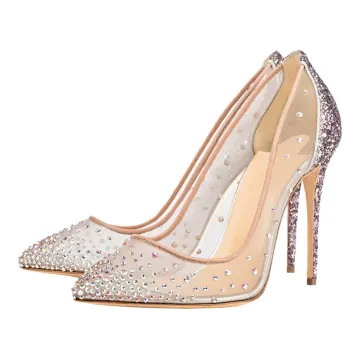 Glittrande Charmig Rodnande Rosa Afton Pumps 2020 Rhinestone Paljetter 8 Cm Stilettklackar Spetsiga Pumps