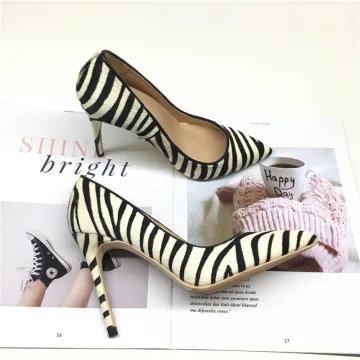 Mooie Prachtige Zwarte Witte Zebrapatroon Straatkleding Pumps 2020 10 Cm Naaldhakken Stiletto Spitse Neus Pumps