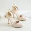 Lovely Candy Pink Dating Womens Shoes 2020 Pearl Bow Ankle Strap Round Toe 9 cm Stiletto Heels Heels