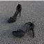 Schlicht Schwarz Freizeit Wildleder Sandalen Damen 2020 Knöchelriemen 10 cm Stilettos Peeptoes Sandaletten