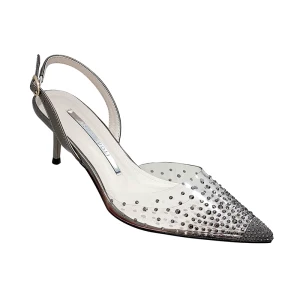Chic Belle Gris Désinvolte Chaussures Femmes 2020 Faux Diamant 6 Cm Talons Aiguilles À Bout Pointu Talons