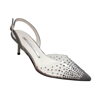 Chic Belle Gris Désinvolte Chaussures Femmes 2020 Faux Diamant 6 Cm Talons Aiguilles À Bout Pointu Talons