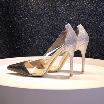 Charming Silver Evening Party Sequins Pumps 2020 10 Cm Stiletto Heels Pointed Toe Pumps