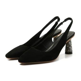 Simple Noire Désinvolte Daim Chaussures Femmes 2020 6 Cm Talons Épais À Bout Pointu Talons
