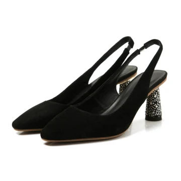 Simple Noire Désinvolte Daim Chaussures Femmes 2020 6 Cm Talons Épais À Bout Pointu Talons