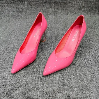 Chic Rose Bonbon Soirée Escarpins 2020 Cuir 7 Cm Talons Aiguilles À Bout Pointu Escarpins