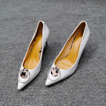 Chic Beautiful White Street Wear Leather Pumps Stiletto Heels 5 Cm 2020 Pointed Toe Pumps