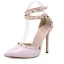 Sexy Blushing Pink Street Wear Womens Sandals 2020 Rivet Ankle Strap 12 cm Stiletto Heels Pointed Toe Sandals