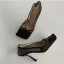 Sexy Black Casual Tulle Womens Shoes 2020 Pierced 8 cm Stiletto Heels Square Toe Sandals