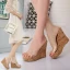Transparent Aprikos / Beige Stranden Sandaler Dam 2020 11 cm Kilklackar Peep Toe Sandaler