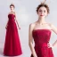 Chic Rouge Robe Demoiselle D'honneur 2020 Princesse Bustier En Dentelle Fleur Sans Manches Dos Nu Longue Robe Pour Mariage