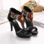 Mode Etnisk Svarta Casual Läder Sandaler Dam 2020 Beading T-Rem 11 cm Stilettklackar Peep Toe Sandaler