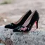 Chic / Belle Noire Vêtement de rue Daim Escarpins 2020 Brodé 7 cm Talons Aiguilles À Bout Pointu Escarpins