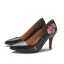 Classy Black Casual Pumps 2020 Leather Embroidered 8 cm Stiletto Heels Pointed Toe Pumps