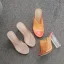 Sexy Transparent Orange Street Wear Womens Sandals 2020 11 cm Thick Heels Open / Peep Toe Sandals