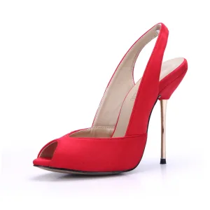 Simple Bordeaux Fête De Famille Slingbacks Sandales Femme 2020 11 Cm Talons Aiguilles Peep Toes Bout Ouvert Sandales