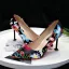 Fantaisie Noire Jardin / Extérieur Impression Escarpins 2020 9 cm Talons Aiguilles À Bout Pointu Escarpins