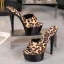 Sexy Brown Rave Club Leopard Print Womens Sandals 2020 15 cm Stiletto Heels Open / Peep Toe Sandals