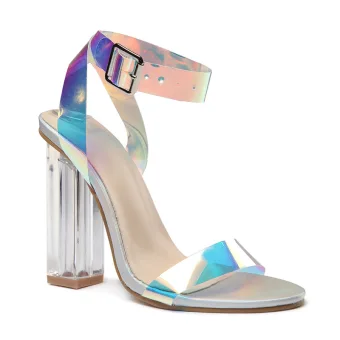 Charmant Coloré Multi Couleurs Cocktail Sandales Femme 2020 Bride Cheville 11 Cm Talons Épais Peep Toes Bout Ouvert Sandales