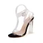 Sexy Schwarz Flitterwochen Sandalen Damen 2020 Knöchelriemen 10 cm Thick Heels Peeptoes Sandaletten