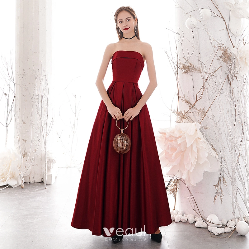 Burgundy evening dresses hot sale