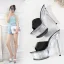 Sexy Black Rave Club Womens Sandals 2020 Patent Leather 15 cm Stiletto Heels Open / Peep Toe Sandals