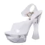 Transparent Sexy Blanche Voyage de noces Sandales Femme 2020 Bride Cheville 14 cm Talons Épais Peep Toes / Bout Ouvert Sandales