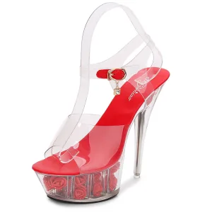 Charming Red Prom Womens Sandals 2020 Ankle Strap 14 Cm Stiletto Heels Open Peep Toe Sandals