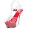 Charming Red Prom Womens Sandals 2020 Ankle Strap 14 cm Stiletto Heels Open / Peep Toe Sandals