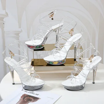 Sexy Blanche Voyage De Noces Cristal Sandales Femme 2020 X Strap Bride Cheville 13 Cm Talons Aiguilles Peep Toes Bout Ouvert Sandales