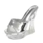 Schöne Silber Freizeit Sandalen Damen 2020 14 cm Thick Heels Peeptoes Sandaletten