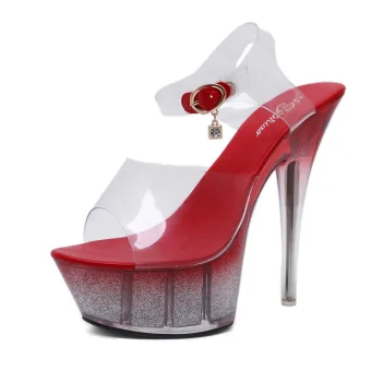 Chic Belle Rouge Désinvolte Sandales Femme 2020 Bride Cheville 14 Cm Talons Aiguilles Peep Toes Bout Ouvert Sandales