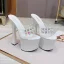 Sexy Blanche Club de carnaval Été Cristal Sandales Femme 2020 Faux Diamant 17 cm Talons Épais Peep Toes / Bout Ouvert Sandales