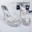Sexy Transparent Argenté Voyage de noces Cristal Sandales Femme 2020 Faux Diamant 13 cm Talons Aiguilles Peep Toes / Bout Ouvert Sandales