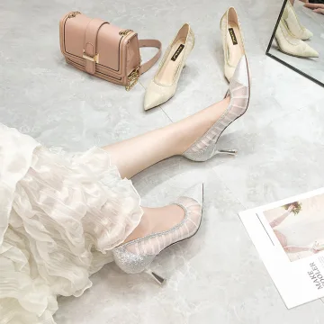 Charmig Silver Afton Pumps 2020 Läder Glittriga Glitter Paljetter 7 Cm Stilettklackar Spetsiga Pumps